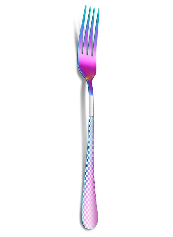 KitchEase 2 Table Spoon & 2 Dinner Fork (Set of 4) - Stainless Steel Checkered Cutlery | Classic Flatware for Dining, Gifting & Restaurants | Anti Tarnish & Dishwasher Safe (Rainbow) - Image 2